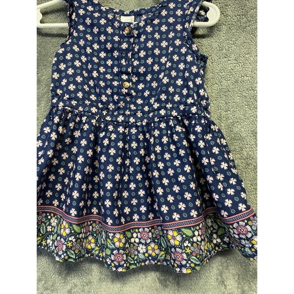 Carter's Baby Girl's Navy Blue Pink Floral Cap Sleeve Casual Dress 12months - Picture 2 of 8